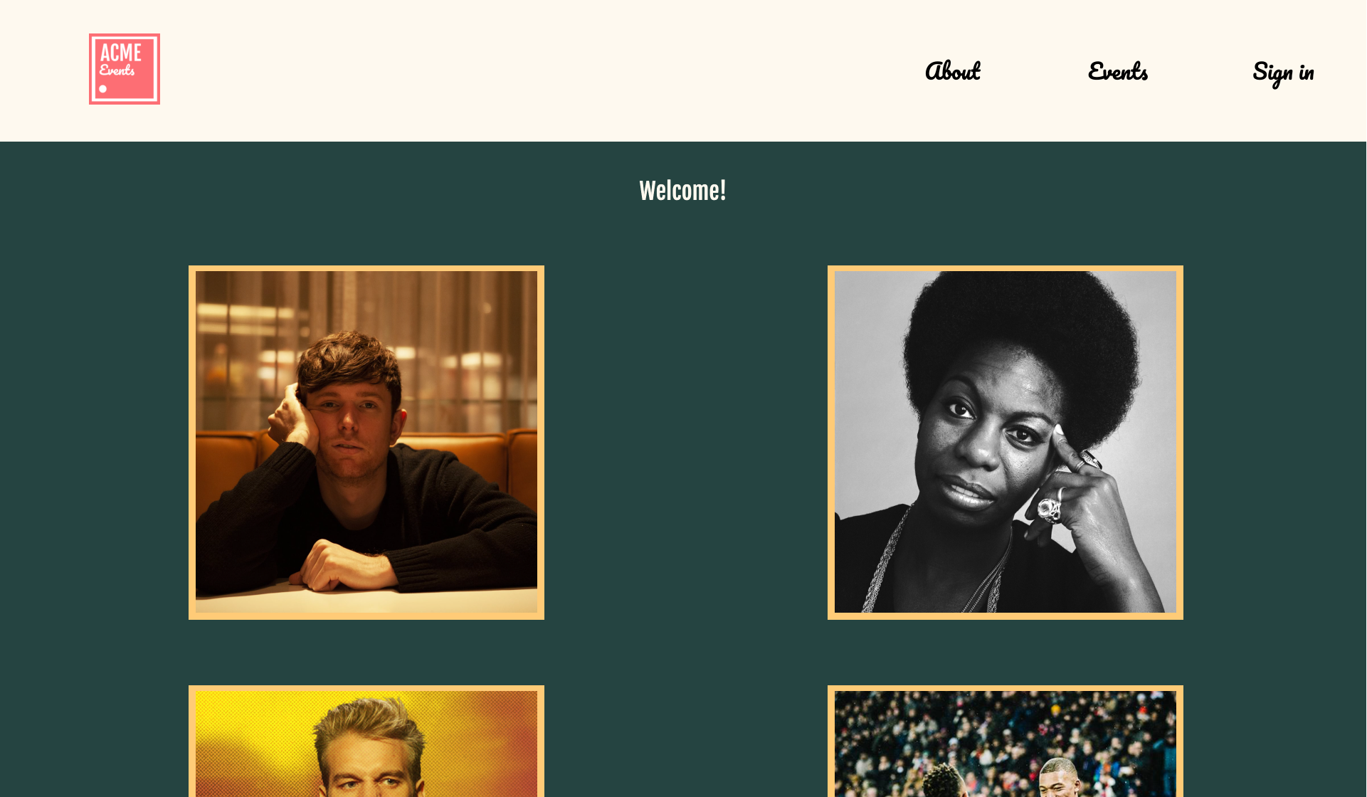 screenshot of event company website